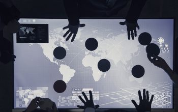 People in a world connection technology meeting